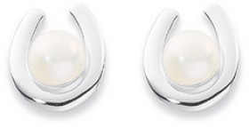 Sterling-Silver-Freshwater-Pearl-Horseshoe-Studs on sale