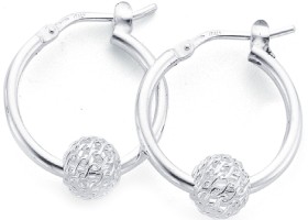 Sterling-Silver-15mm-Filigree-Ball-Hoop-Earrings on sale