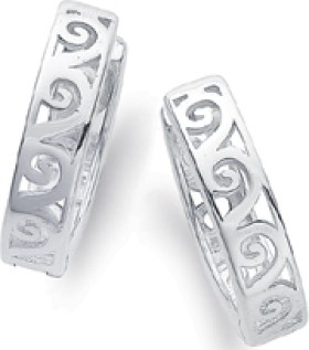 Sterling+Silver+15mm+Filigree+Huggie+Earrings