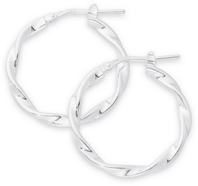 Sterling+Silver+20mm+Ribbon+Twist+Hoops