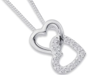Sterling-Silver-Cubic-Zirconia-Heart-Pendant on sale