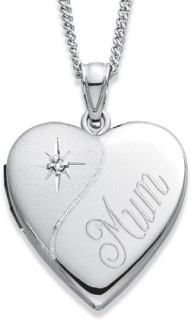 Sterling+Silver+Diamond+Mum+Heart+Locket