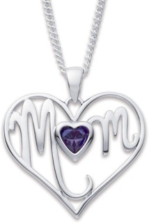Sterling-Silver-Cubic-Zirconia-Mum-Heart-Pendant on sale