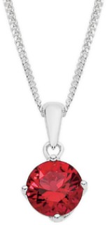 Sterling+Silver+Red+Cubic+Zirconia+6.5mm+Claw+Set+Pendant