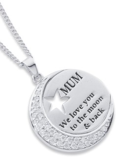 Sterling+Silver+Cubic+Zirconia+Moon+and+Star+Mum+Pendant