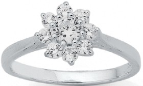 Sterling-Silver-Cubic-Zirconia-Flower-Ring on sale