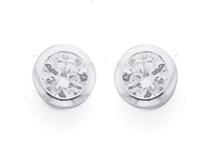 Sterling+Silver+3mm+Cubic+Zirconia+Stud+Earrings