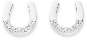 Sterling-Silver-Cubic-Zirconia-Horseshoe-Studs on sale
