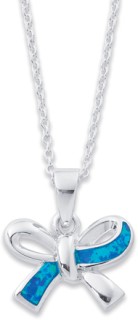 Sterling-Silver-Created-Blue-Opal-Bow-Pendant on sale