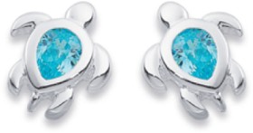 Sterling-Silver-Light-Blue-Cubic-Zirconia-Turtle-Studs on sale