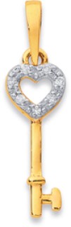 9ct-Diamond-Mini-Heart-Key-Pendant on sale