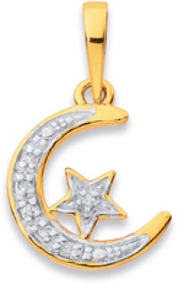 9ct-Diamond-Mini-Moon-Star-Pendant on sale