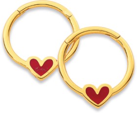 9ct+Red+Enamel+Heart+Sleepers