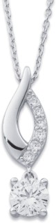 Sterling+Silver+Cubic+Zirconia+Solitaire+Leaf+Pendant