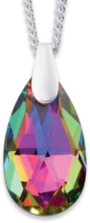 Sterling-Silver-Multi-Coloured-Crystal-Pear-Pendant on sale
