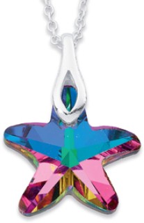 Sterling-Silver-Multi-Coloured-Crystal-Starfish-Pendant on sale