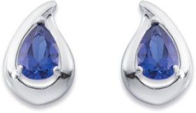 Sterling+Silver+Blue+Cubic+Zirconia+Pear+Studs