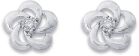 Sterling+Silver+Lab+Diamond+Flower+Studs