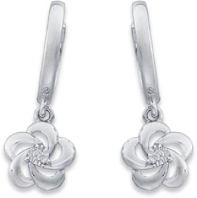 Sterling+Silver+Lab+Diamond+Flower+Huggies