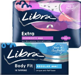 Libra-Pads-6-14-Pack-or-Tampons-16-Pack on sale