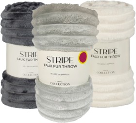 Faux+Fur+Stripe+Throw+150x200cm
