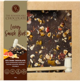 The-Remarkable-Chocolate-Co-Hazelnut-and-Orange-Smash-Bark-135g on sale