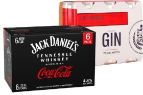 Jack-Daniels-Coca-Cola-48-6-X-330mL-Cans-or-East-Imperial-London-Gin-Tonic-Range-7-6-X-250mL-Cans on sale