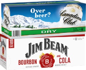 Canadian-Club-Dry-or-Soda-Lime-48-or-Jim-Beam-Cola-48-10-X-330mL-Cans on sale
