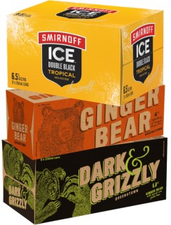 Smirnoff+Ice+Double+Black+or+Tropical+12+X+250mL+Cans%2C+Crimson+Badger+Ginger+Bear+4%25+10+X+330mL+Cans+or