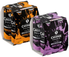 NEW+Cruiser+Double+Tropical+Punch+or+Grape+Punch+Low+Sugar+5.7%25+4+X+440mL