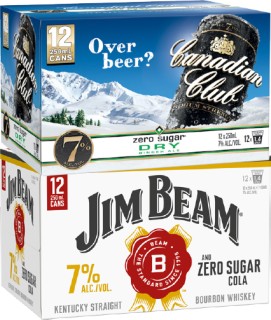 Canadian-Club-Dry-Zero-7-or-Jim-Beam-Zero-Sugar-Cola-7-12-X-250mL-Cans on sale