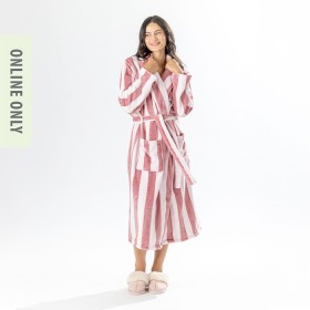 Amparo+Bold+Stripe+Bathrobe+Pink