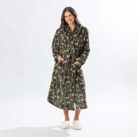 Design-Republique-Daisy-Printed-34-Length-Plush-Bathrobe on sale