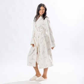 Design+Republique+Floral+Printed+3%2F4+Length+Plush+Bathrobe