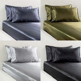 Hometones-Sadie-Satin-Fitted-Sheet-Pillowcases-Pack on sale