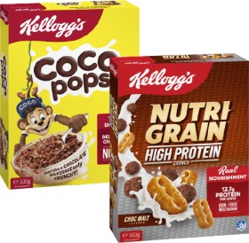 Kellogg%26rsquo%3Bs+Coco+Pops+535g%2C+Nutri+Grain+Protein+500g%2C+Crunchy+Nut+Corn+Flakes+640g+or+Just+Right+740g