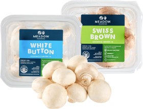 Meadow-Mushroom-White-Button-Swiss-Brown-or-Sliced-200g on sale