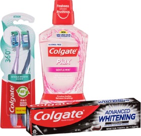 Colgate-Advanced-Whitening-180200g-Sensitive-110g-Plax-Gentle-500ml-or-360-2-Pack on sale
