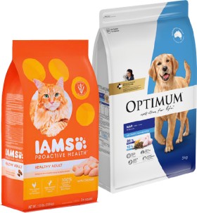 IAMS-Dry-Cat-Food-159kg-or-Optimum-Dry-Dog-Food-3kg on sale