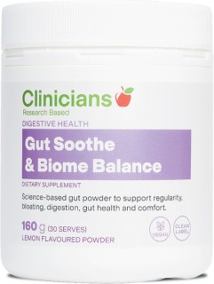 NEW-Clinicians-Gut-SootheBiome-Balance-Pwd-160g on sale