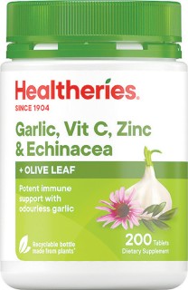 Healtheries-Garlic-Vit-C-Zinc-Echinacea-with-Olive-Leaf-200-Tablets on sale