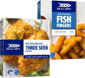 Sealord-Premium-Hoki-Fillets-280-300g-or-Fish-Fingers-400g on sale