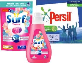 Persil-Laundry-Powder-1kg-Surf-Laundry-Capsules-18s-or-Surf-Laundry-Liquid-1L on sale