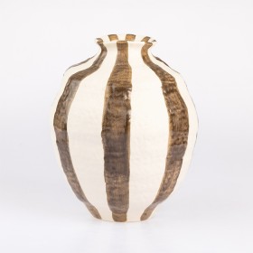 Fieldcrest-Cleo-Stripe-Vase-Brown on sale