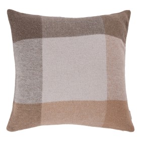 Woolrest+New+Zealand+Wool+Check+Cushion+Beige+%26amp%3B+Chocolate