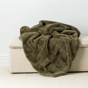 Design-Republique-Emerson-Stripe-Faux-Fur-Olive-Throw on sale