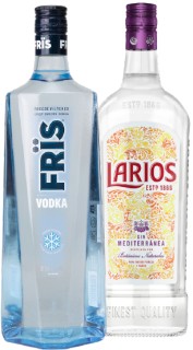Fr%26iuml%3Bs+Vodka+1L+or+Larios+Dry+Gin+1L