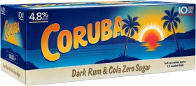 Coruba+%26amp%3B+Cola+Zero+Sugar+4.8%25+10+x+330ml+Cans