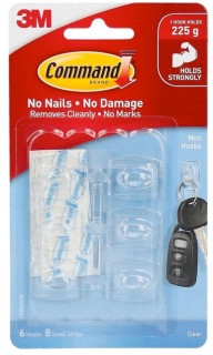 Command-Mini-Hooks-and-Strips-in-Clear-Pack-of-6 on sale