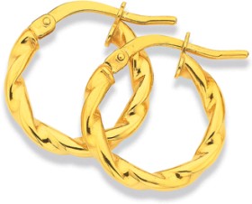 9ct-14mm-Twist-Hoops on sale